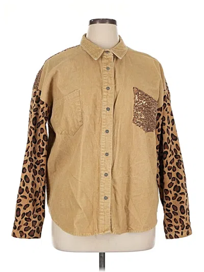 Pre-owned Umgee Long Sleeve Blouse In Brown