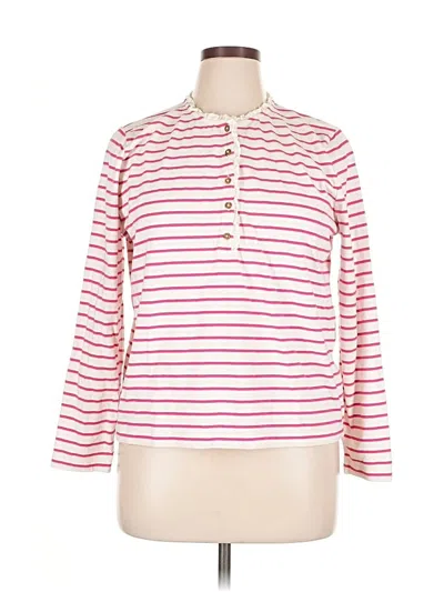 Pre-owned J.crew Factory Store Long Sleeve Top Pink Keyhole Neckline Tops