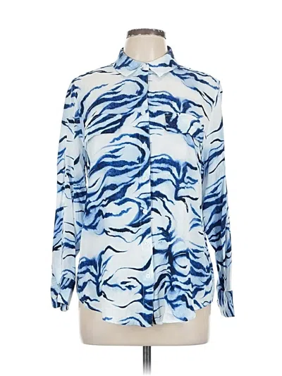 Pre-owned Chico's Long Sleeve Blouse In Blue