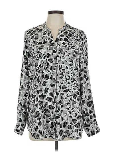 Pre-owned Jones New York Long Sleeve Blouse In Silver