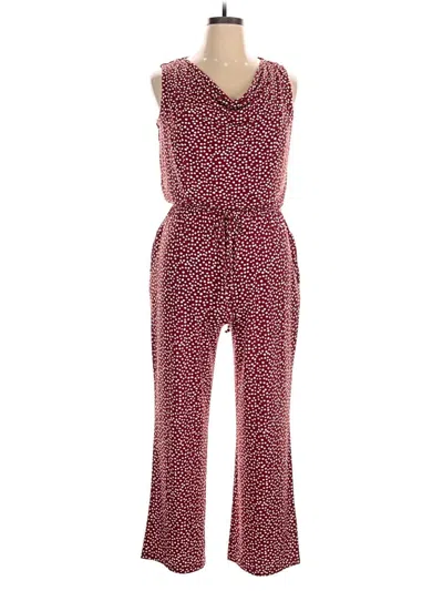 Pre-owned En Focus Studio Jumpsuit In Burgundy