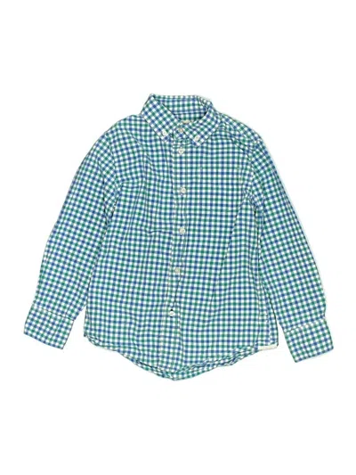 Pre-owned Crewcuts Kids' Long Sleeve Button Down Shirt In Green