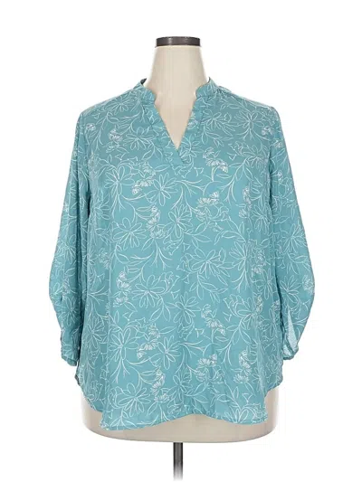 Pre-owned Lush 3/4 Sleeve Blouse In Blue