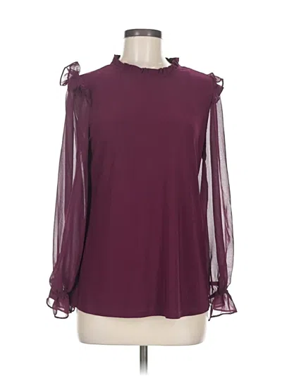 Pre-owned Cece Long Sleeve Blouse In Burgundy
