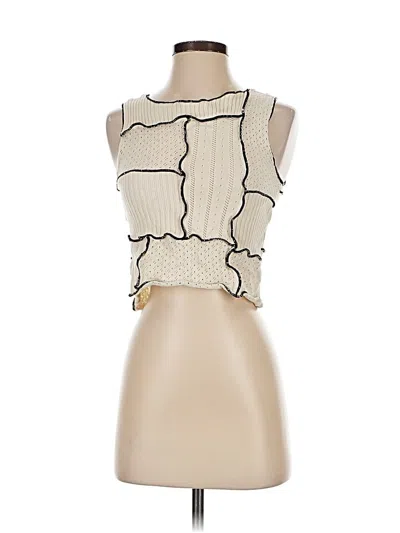 Pre-owned Gilded Intent Sleeveless Blouse In White