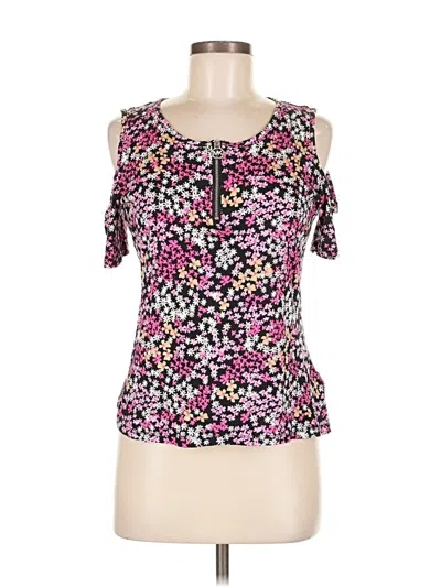 Pre-owned Michael Michael Kors Short Sleeve Top Pink Cold Shoulder Neckline Tops