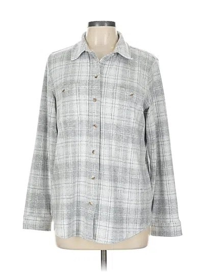 Pre-owned Faherty Long Sleeve Blouse In Gray