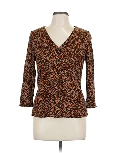 Pre-owned Boden 3/4 Sleeve Blouse In Brown
