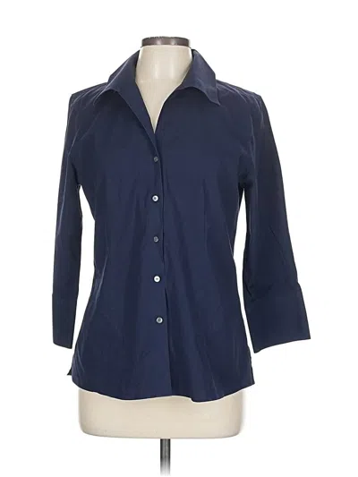Pre-owned Talbots 3/4 Sleeve Button Down Shirt In Blue