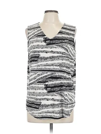 Pre-owned Kasper Sleeveless Top Silver V Neck Tops