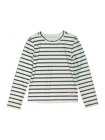Pre-owned Gap Kids' Long Sleeve Top Ivory Crew Neck Tops In White