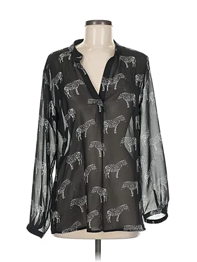 Pre-owned Banana Republic Factory Store Long Sleeve Blouse In Black