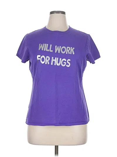 Pre-owned Hanes Short Sleeve T-shirt In Purple