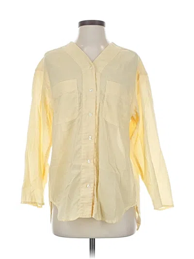 Pre-owned Lizwear By Liz Claiborne 3/4 Sleeve Button Down Shirt In Yellow