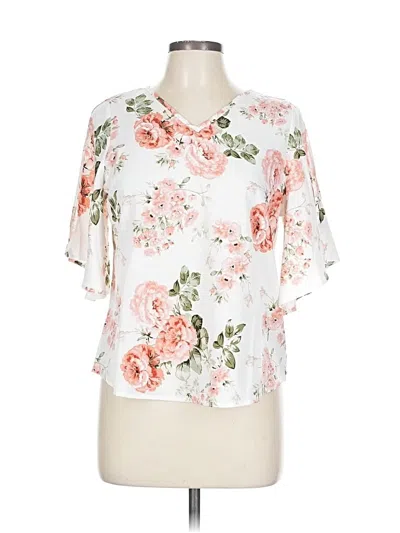 Pre-owned Unbranded Short Sleeve Blouse In White