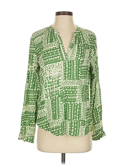 Pre-owned Velvet By Graham & Spencer Long Sleeve Blouse In Green