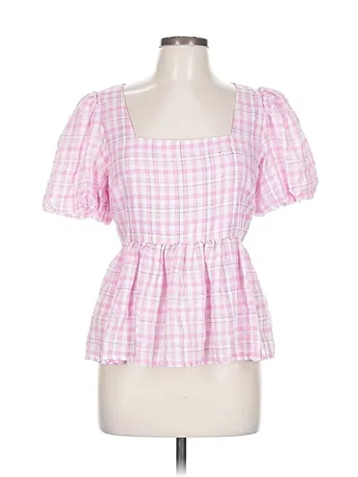 Pre-owned Blu Pepper Short Sleeve Blouse In Pink