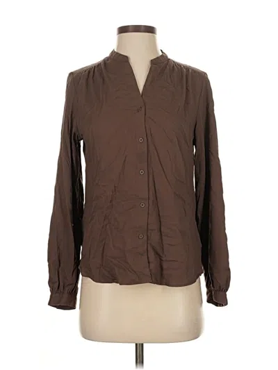 Pre-owned Uniqlo Long Sleeve Blouse In Brown