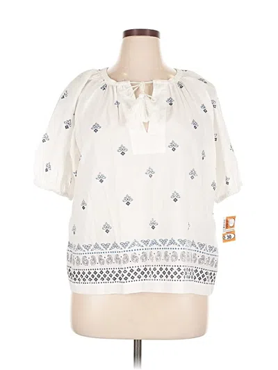 Pre-owned Karen Kane 3/4 Sleeve Blouse In White