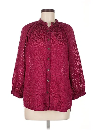 Pre-owned By Anthropologie 3/4 Sleeve Button Down Shirt In Burgundy