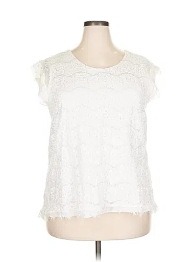 Pre-owned Forgotten Grace Short Sleeve Top White Scoop Neck Tops
