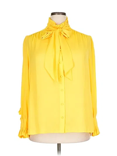 Pre-owned Eva Mendes By New York & Company Long Sleeve Blouse In Yellow
