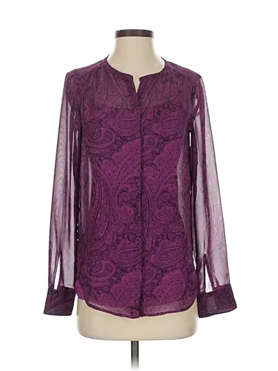 Pre-owned Ann Taylor Long Sleeve Blouse In Purple