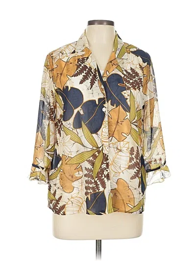 Pre-owned Alfred Dunner 3/4 Sleeve Blouse In Gold