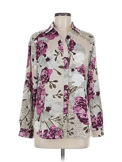 Pre-owned Chico's Long Sleeve Blouse In Silver