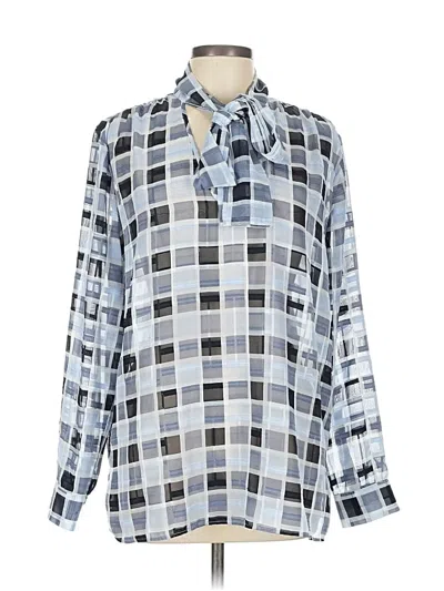 Pre-owned Ann Taylor Long Sleeve Blouse In Blue