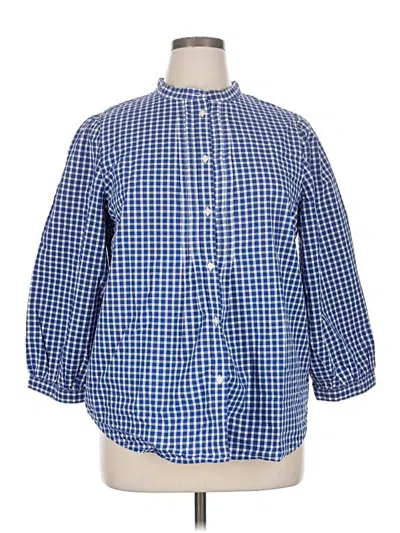 Pre-owned Gap 3/4 Sleeve Button Down Shirt In Blue
