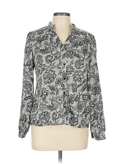 Pre-owned Charter Club Long Sleeve Blouse In Gray