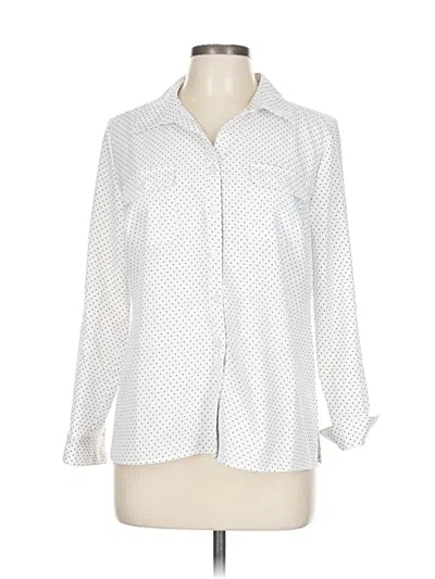 Pre-owned Ny Collection Long Sleeve Blouse In White