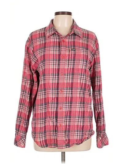 Pre-owned Hurley Long Sleeve Button Down Shirt In Red