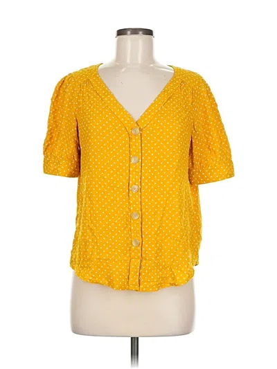 Pre-owned Maeve By Anthropologie Short Sleeve Blouse In Yellow