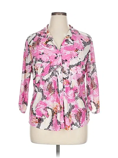 Pre-owned Emily Daniels 3/4 Sleeve Blouse In Pink
