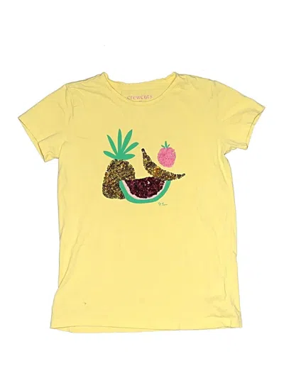 Pre-owned Crewcuts Outlet Kids' Short Sleeve Top Yellow Crew Neck Tops