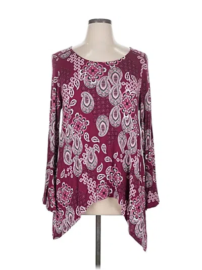 Pre-owned New Directions 3/4 Sleeve Blouse In Burgundy