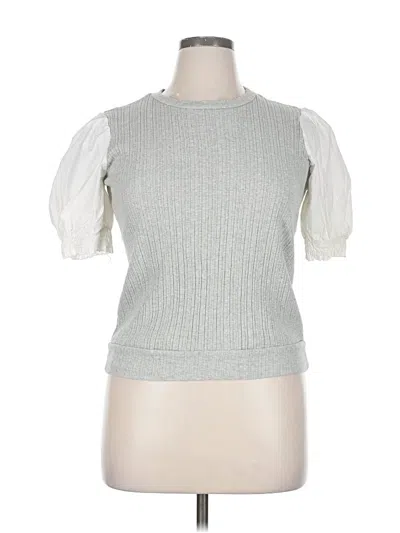 Pre-owned Misia Short Sleeve Top Silver Mock Neckline Tops
