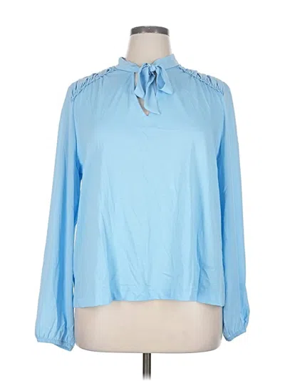 Ann Taylor Loft Long Sleeve Blouse In Blue