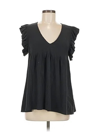 Pre-owned Joie Short Sleeve Silk Top Black Sweetheart Neckline Tops
