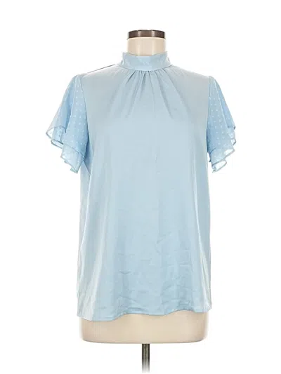 Pre-owned Kate Kasin Short Sleeve Blouse In Blue
