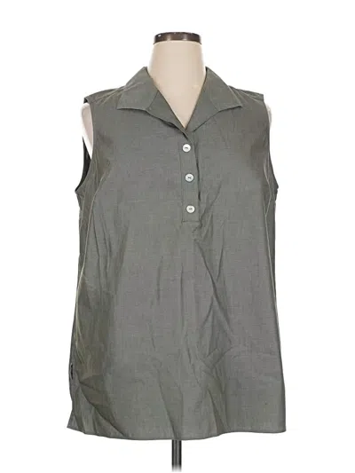 Pre-owned Foxcroft Sleeveless Button Down Shirt In Gray