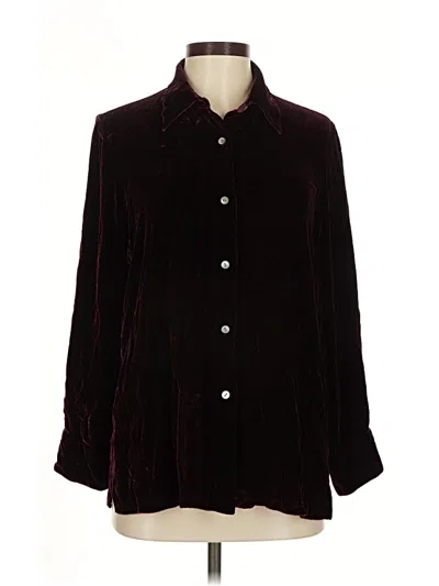 Pre-owned Ann Taylor Long Sleeve Blouse In Burgundy