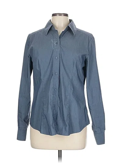 Pre-owned New York And Company Long Sleeve Button Down Shirt In Blue