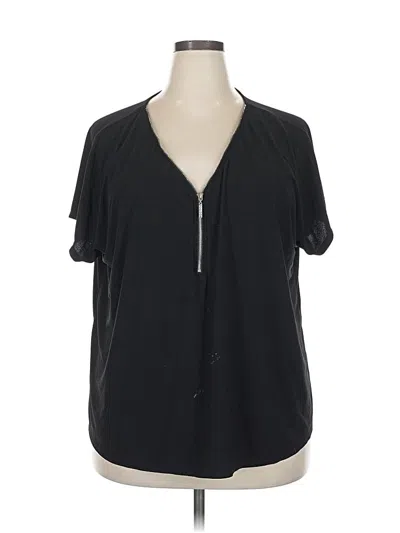 Pre-owned 89th & Madison Short Sleeve Blouse In Black