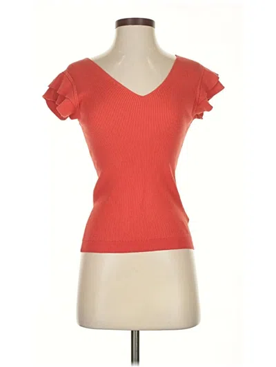 Pre-owned Philosophy Republic Clothing Short Sleeve Top Orange Ruffles Neckline Tops