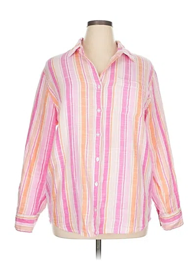 Pre-owned Z Supply Long Sleeve Button Down Shirt In Pink