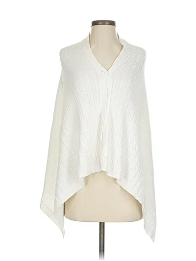 Pre-owned Top It Off Poncho Ivory Plunge Neckline Sweaters & Sweatshirts In White
