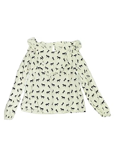 Pre-owned Crewcuts Kids' Long Sleeve Blouse In White